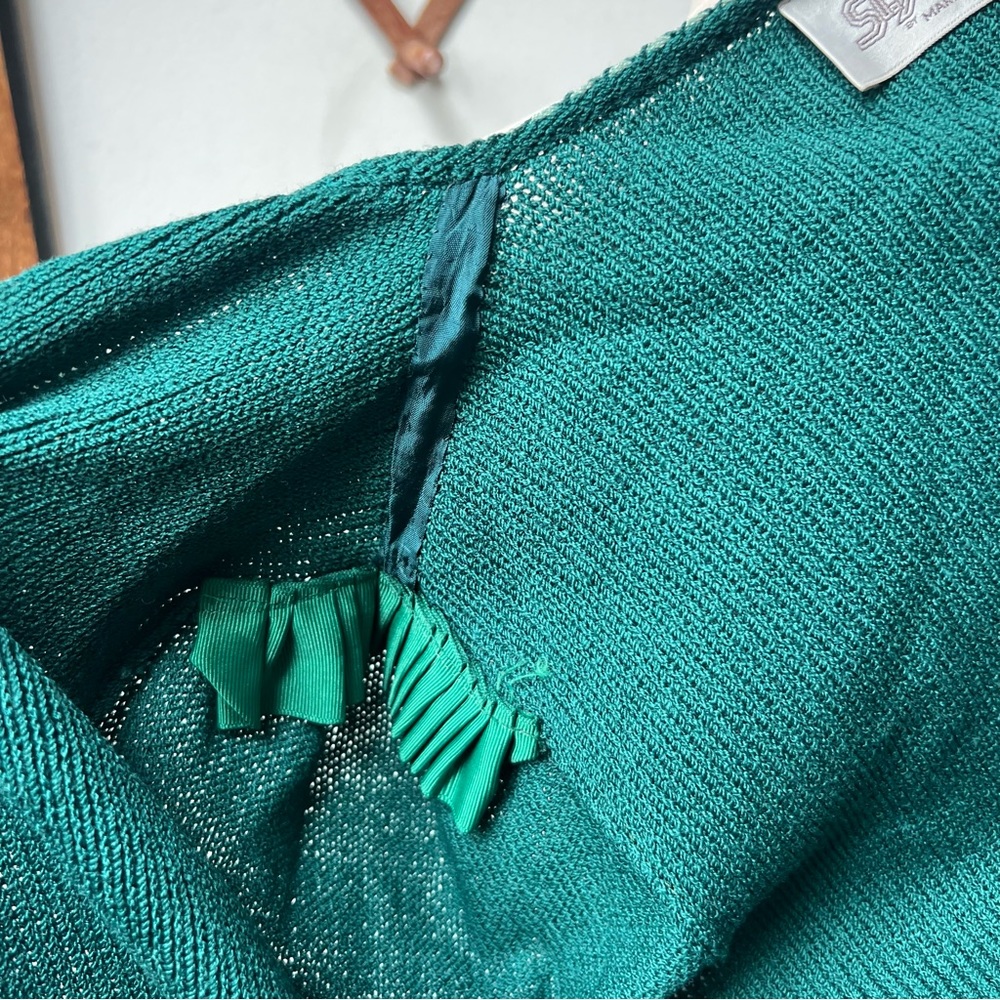 ST JOHN Marie Gray Green Santana Knit Open Cardigan - Picture 7 of 7